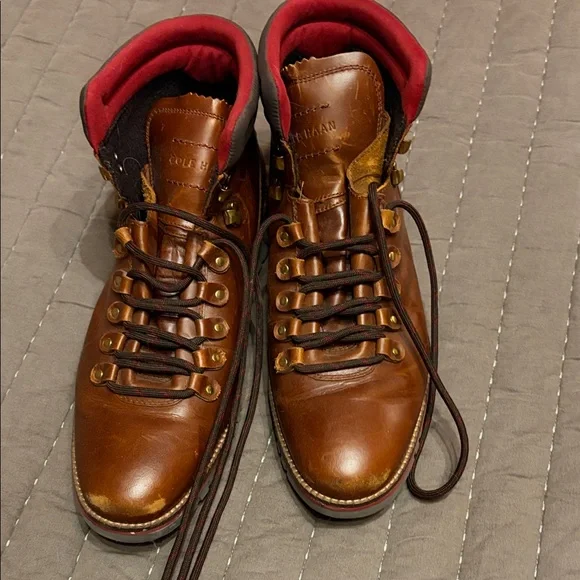 Cole Haan Men's Tan Leather Hiking Boots - Picture 1 of 4